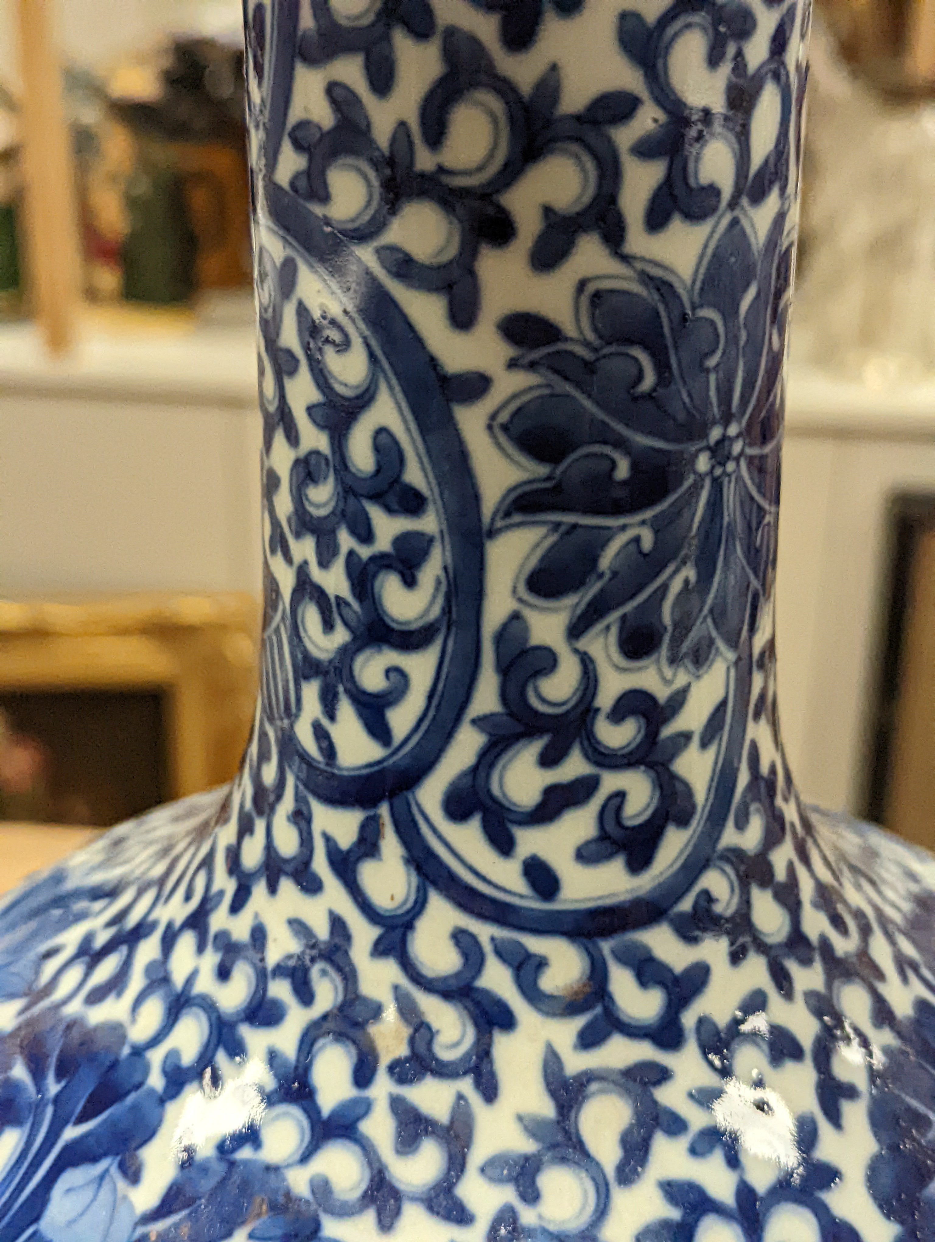 A Chinese blue and white bottle vase, 36cm